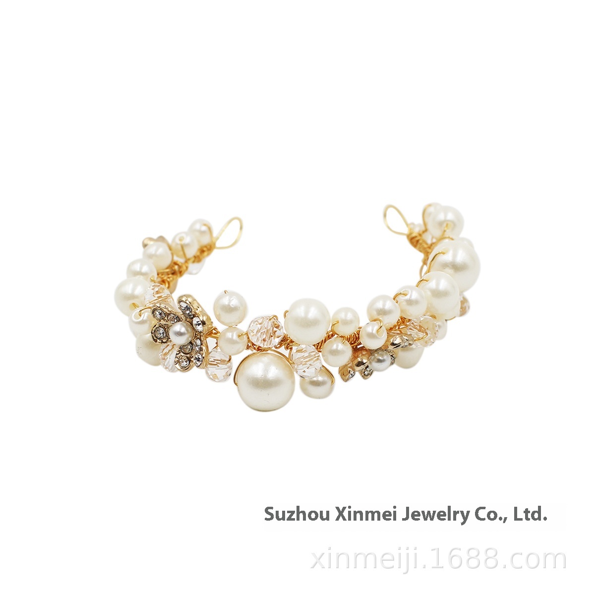 O583 Handmade Alloy Flower Pearl Wristband Bride Bridesmaid Sisters Group Bracelet Wedding Accessories