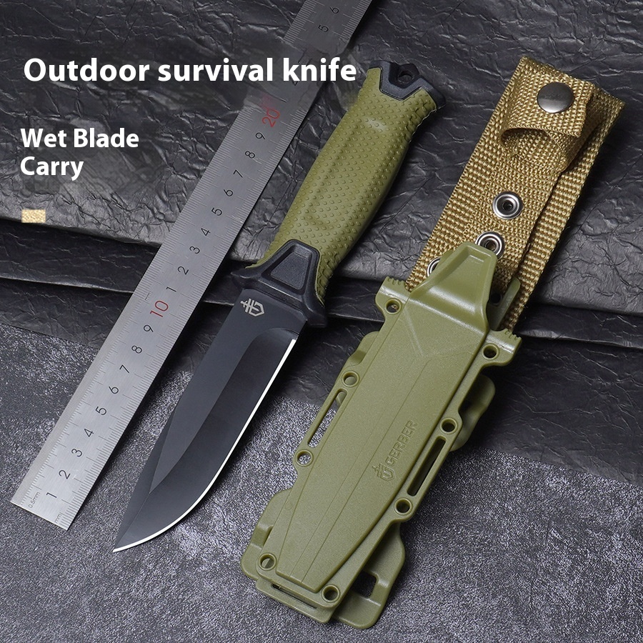 Outdoor Knife Camping Style Self-defense Straight Knife Wilderness Survival Sharp Straight Knife Tactical Knife Portable Survival Knife High Hardness Knife