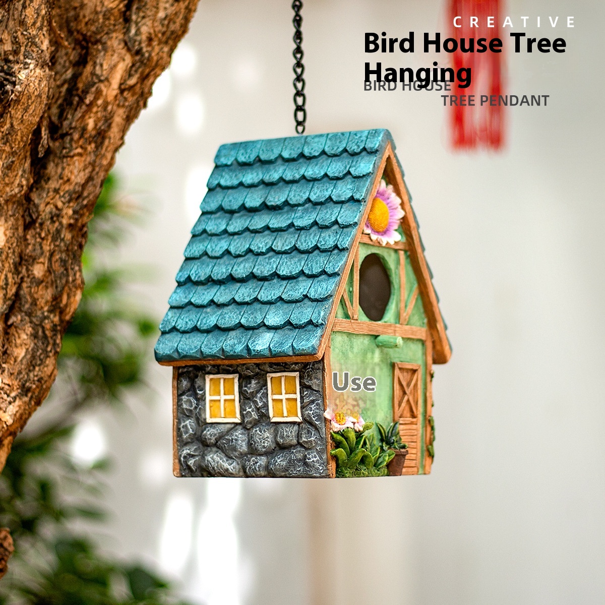 Courtyard Garden Decoration Parrot Outdoor Bird House Winter Warm Bird Nest Hanging Nest Resin Crafts Ornaments