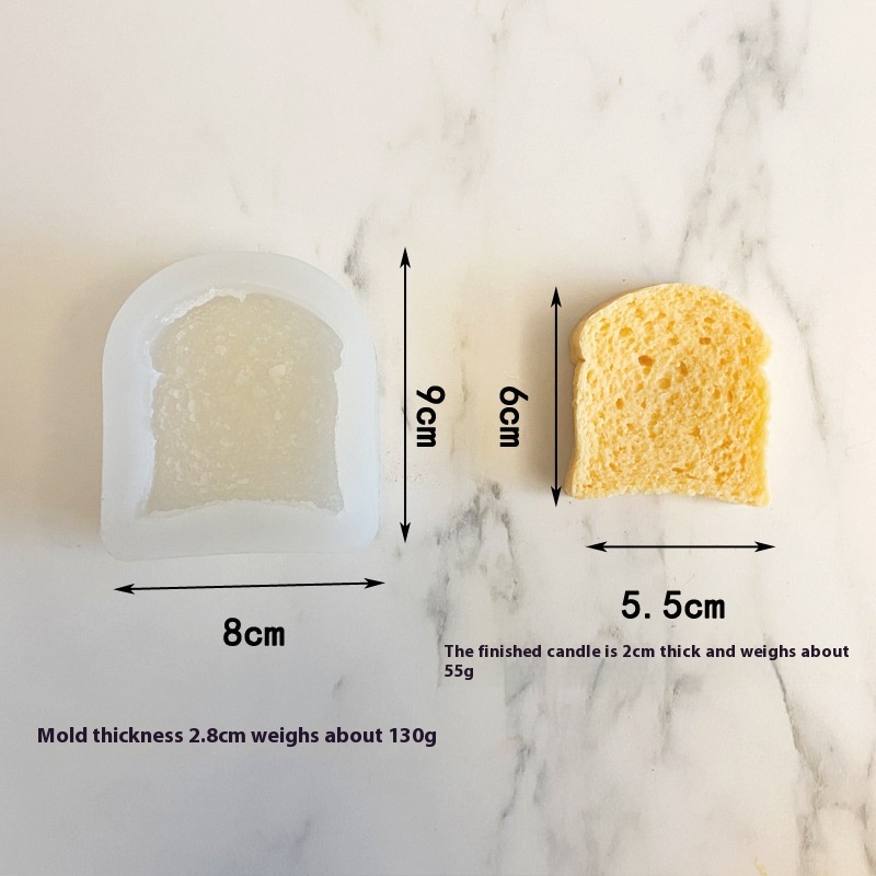 Toast Sliced Bread Square Aromatherapy Candle Silicone Mold Korean Style Simulation Baking Ornaments Cake Mold
