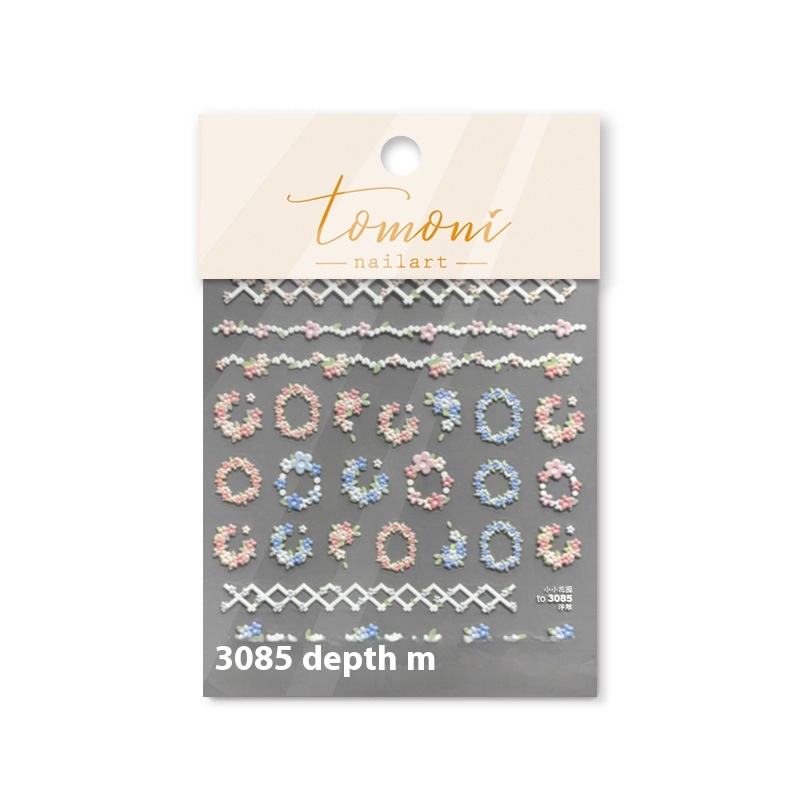 Tomoni Relief Nail Stickers Retro Nail Stickers Japanese Style Small Garden3085