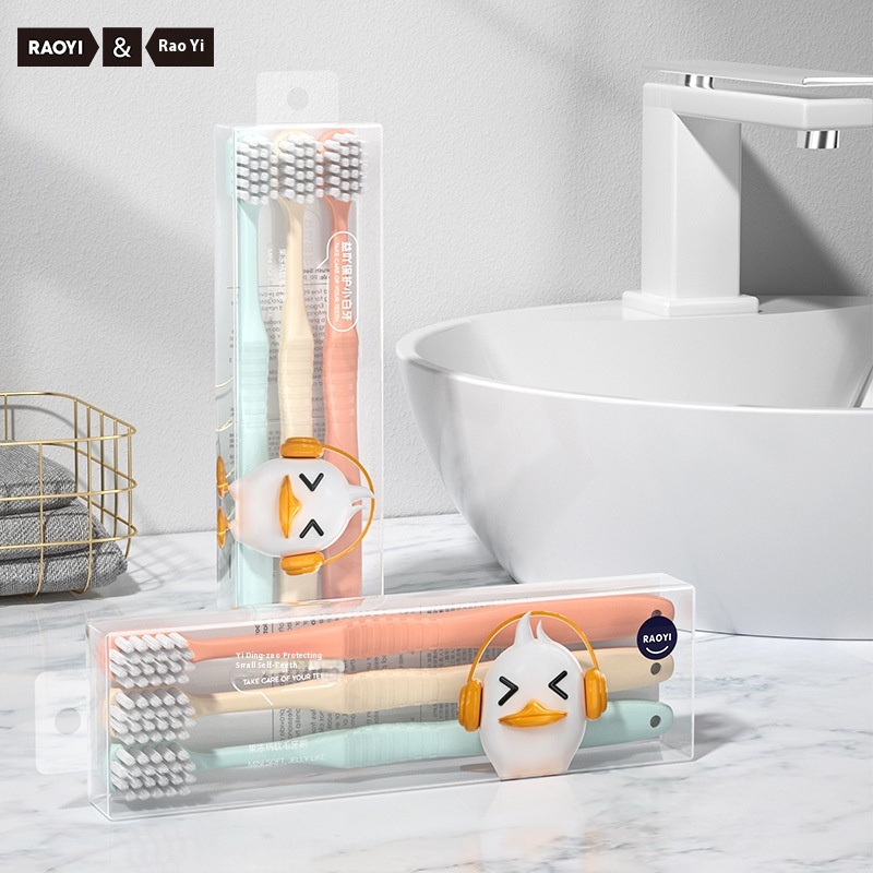 Macaron Wide Head Couple Toothbrush3 Pack Candy Color Household Adult Soft Bristle Toothbrush S