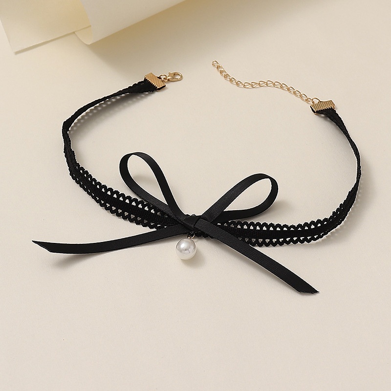 Summer Sexy Lace Elastic Rope Leg Chain Personality Black Bow Imitation Pearl Fashion Ladies Leg Chain