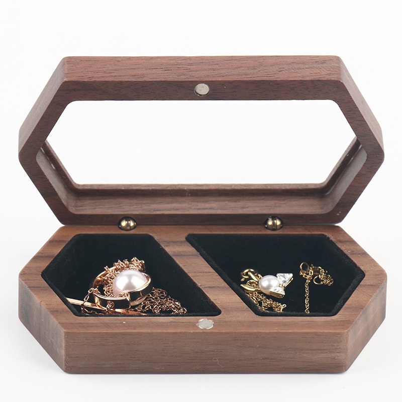 Black Walnut Wooden Jewelry Box Wedding Ring Proposal Ceremony Wooden Ring Box Desktop Storage Box