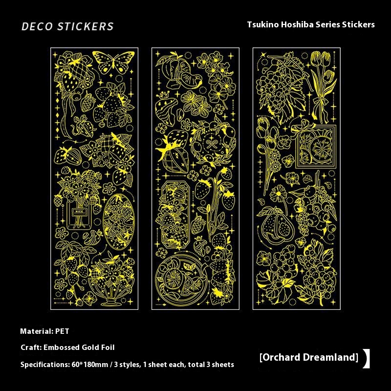 Infeelme Pet Stickers Moon Night Star Series Three-dimensional Gold Stamping Card Handbook Stickers4 Types