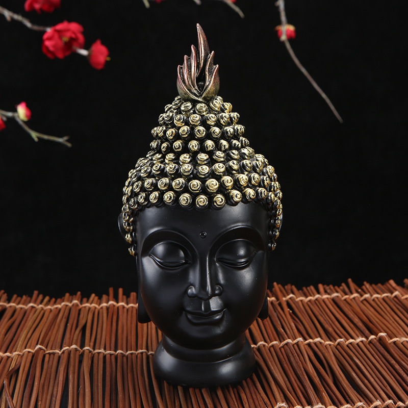 's Creative Buddha Head Ornaments Antique Closed-eye Buddha Crafts Office Living Room Art Ornaments
