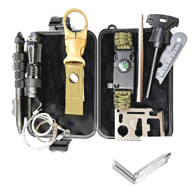 's Best-selling14-in-1 First Aid Tool Box Wilderness Survival Equipment Vehicle Adventure Self-defense Emergency Tool Kit