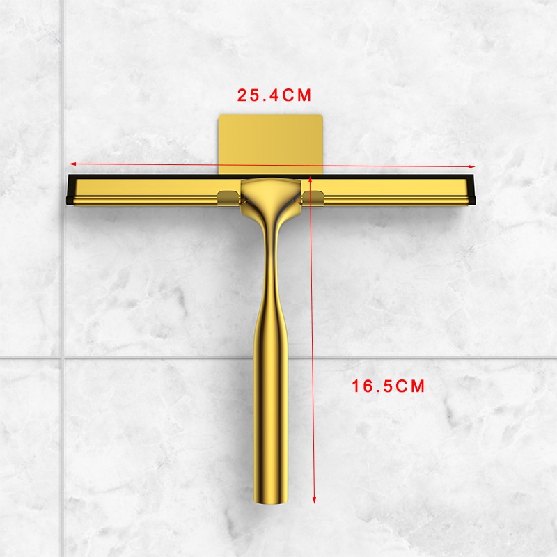 Gold Stainless Steel Glass Wiper Household Silicone Window Wiper Cleaning Tool Glass Brush Bath Scraper