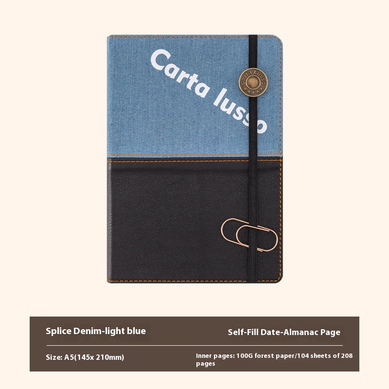 Creative Denim A5 Notebook High-value High-end Diary Self-discipline Punch Card Plan Schedule Notebook