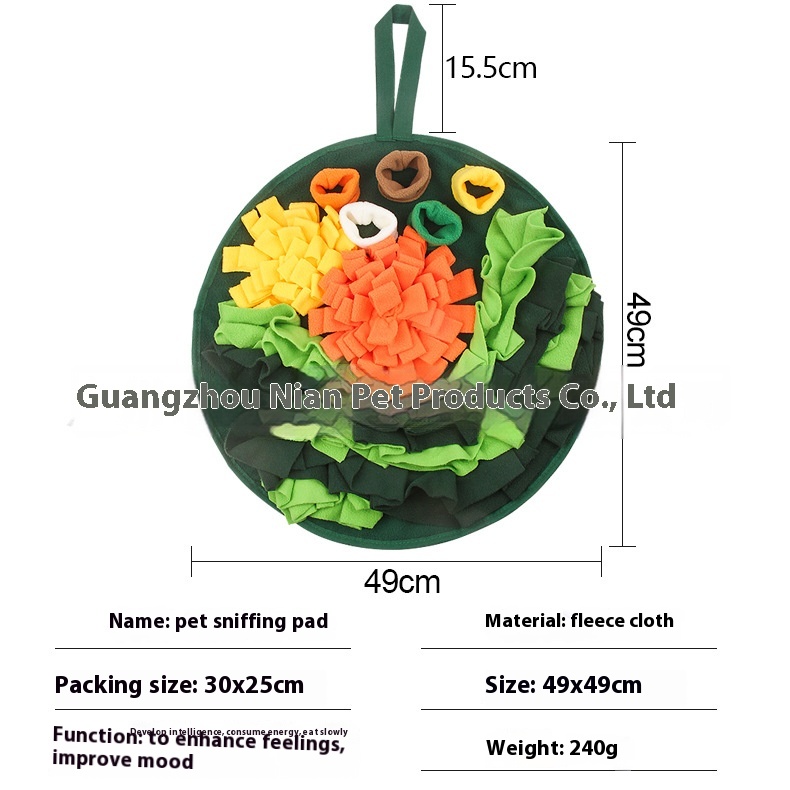 Round Chinese Style Sniffing Mat To Relieve Dog Pressure Sniffing Treasure Hunting Blanket Dog Training Applicable Blanket Anti-choking Slow Eating Dog Mat