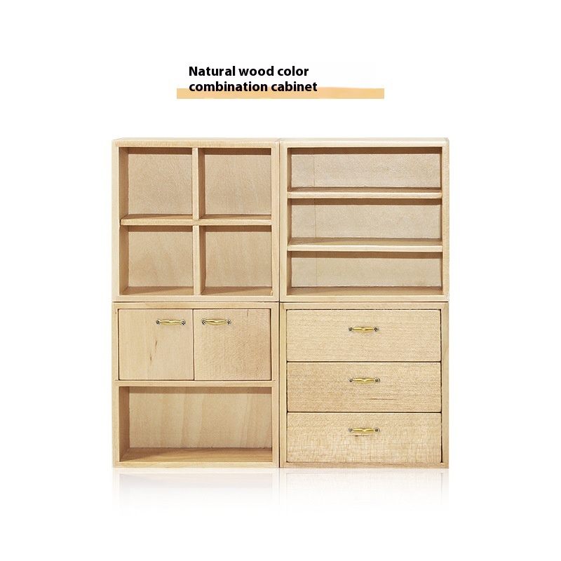 1:12 Miniature Food Play Toys Ob11 Store Kitchen Restaurant Doll House Accessories Mini Wooden Storage Cabinet M144