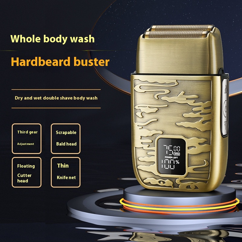 复古锌合金机身充电剃须刀电动经典往复双头刮胡刀推白神器