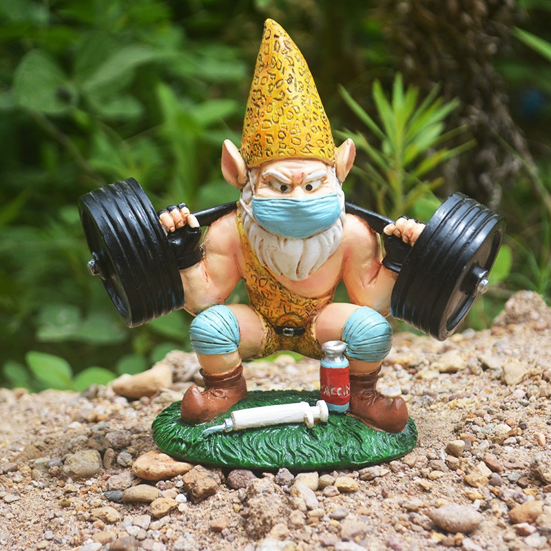 Garden Weightlifting Elves Resin Crafts Outdoor Courtyard Pastoral Yard Decorations