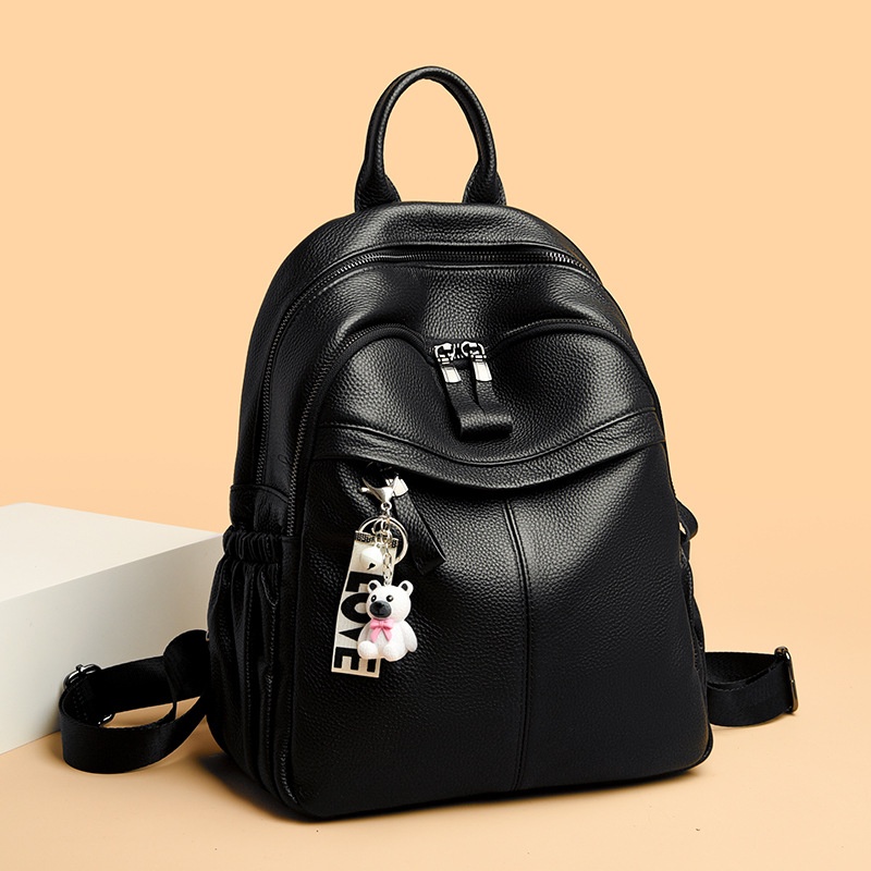 Genuine Leather Backpack Women's Fashionable All-match Women's Backpack Cowhide Soft Leather Large Capacity Bag