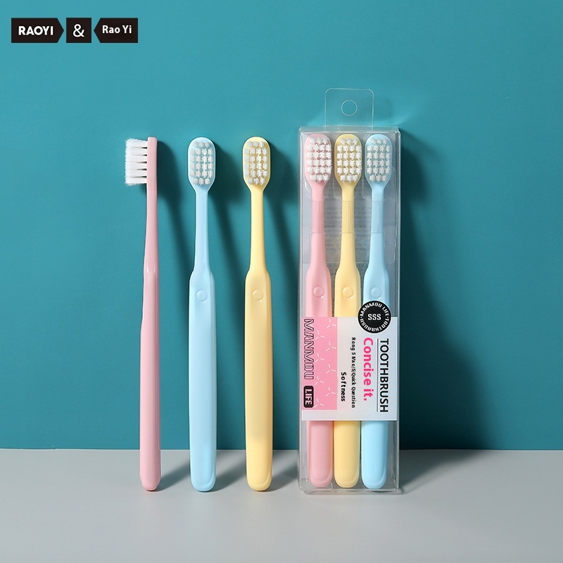 Japanese Style Square Hole Big Head Toothbrush3 Packs Household Adult Wide Head Soft Bristle Toothbrush S