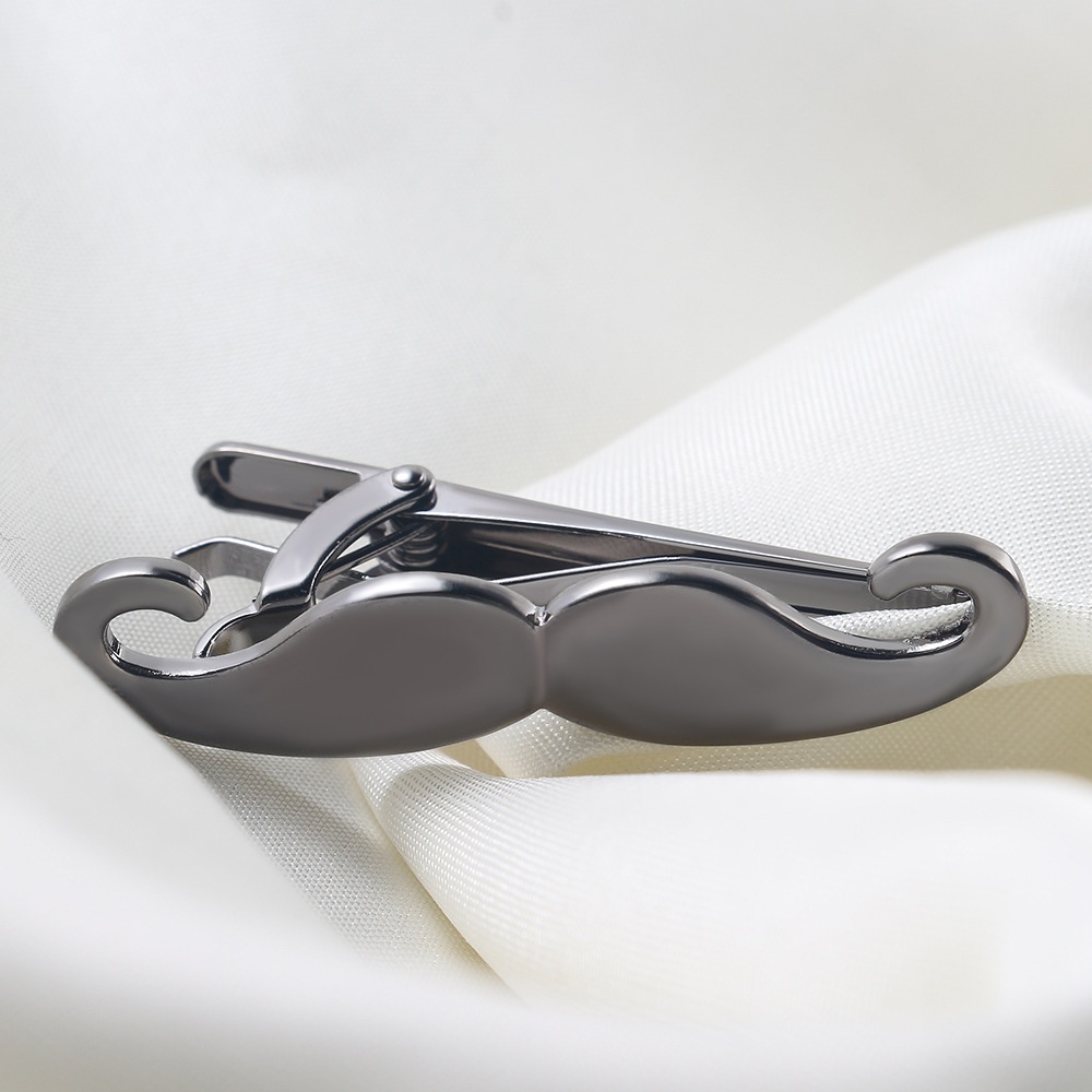 Gun Black Beard Shape Metal Tie Clip Men's Business Casual Tie Clip Korean Tie Clip