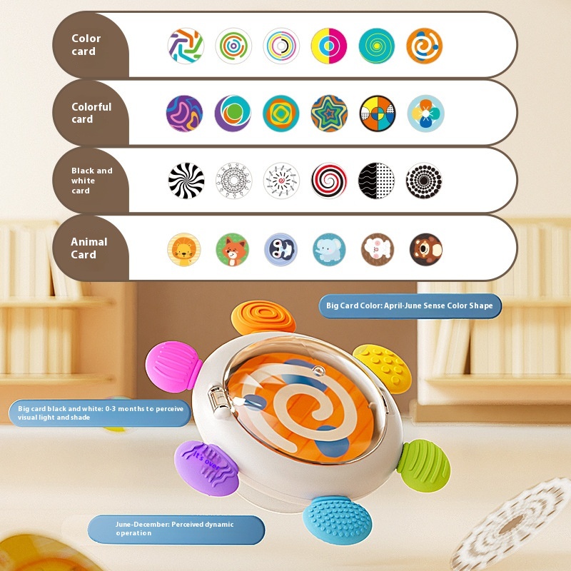 Rotating Identification Card Baby Teether Table Soothing Rattle Suction Cup Spin Fun Children's Fingertip Gyroscope Toy