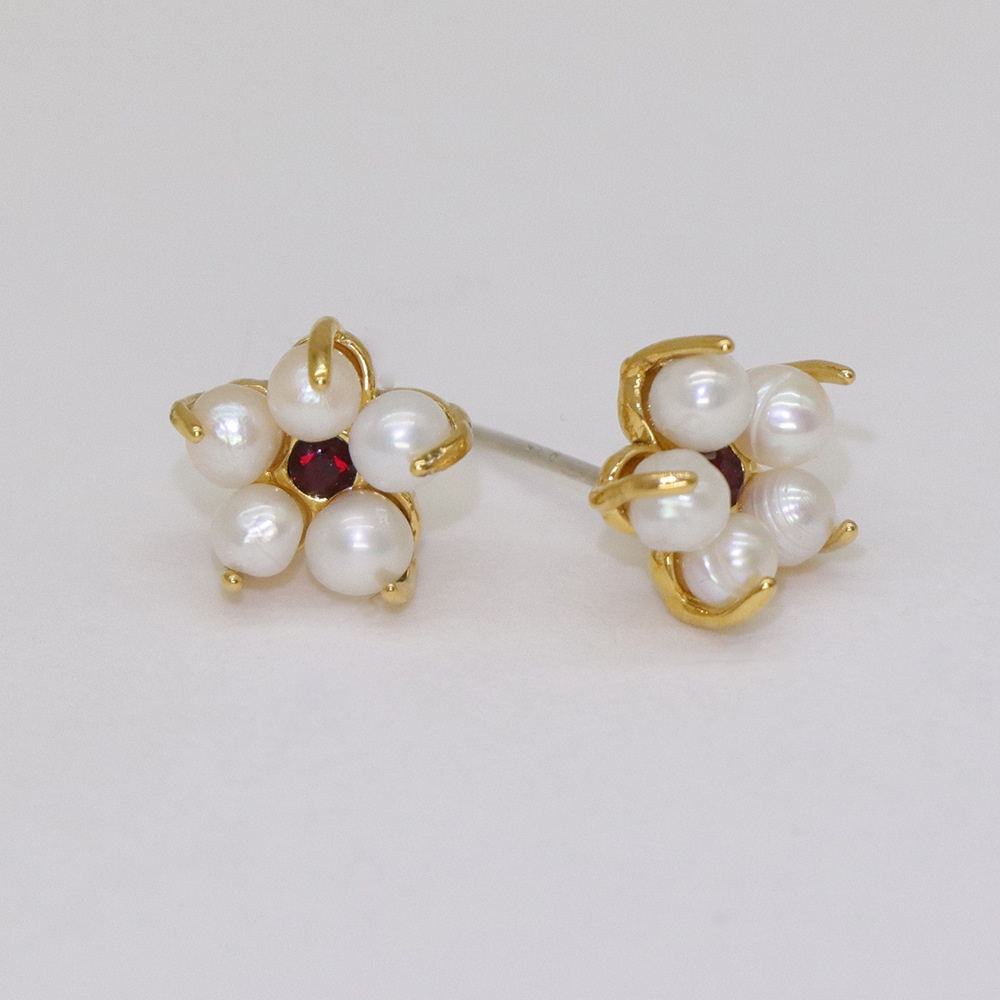 Summer Flower Series Earrings Style Niche Design Style Pearl Tea Series Girl Small Fresh Earrings Earrings