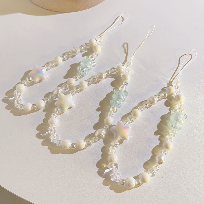 Good-looking Heart Star Pendant,Beaded Chain,Universal Mobile Phone Case,Headphone Cover,Mobile Phone Lanyard,Convenient Anti-lost Pendant