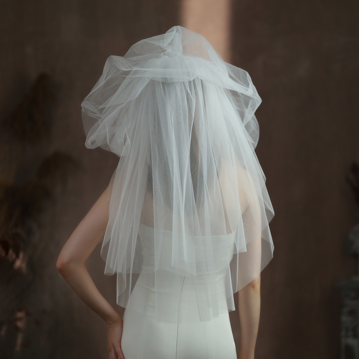 V306 Pleated Puffy Veil Korean White Multi-layer Modeling Photography Props Bride Wedding Headdress