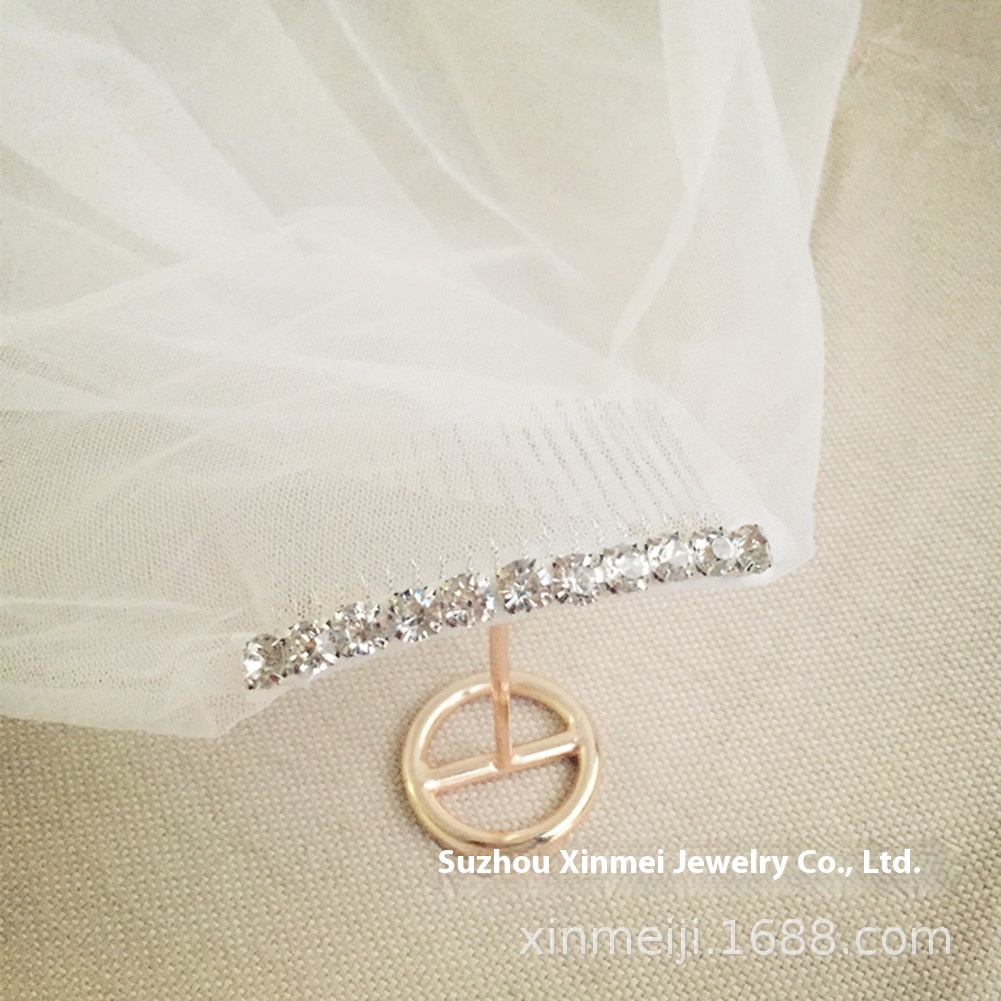 V007 European And American Medium-length Bridal Veil High-grade White Double-layer Hand-sewn Rhinestone Hair Comb Wedding Accessories