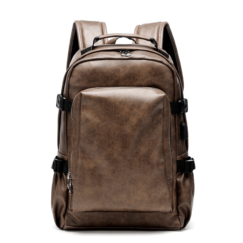 European And American Style Casual Travel Backpack Men's Business P U Leather Computer Backpack Fashion College Student Bag