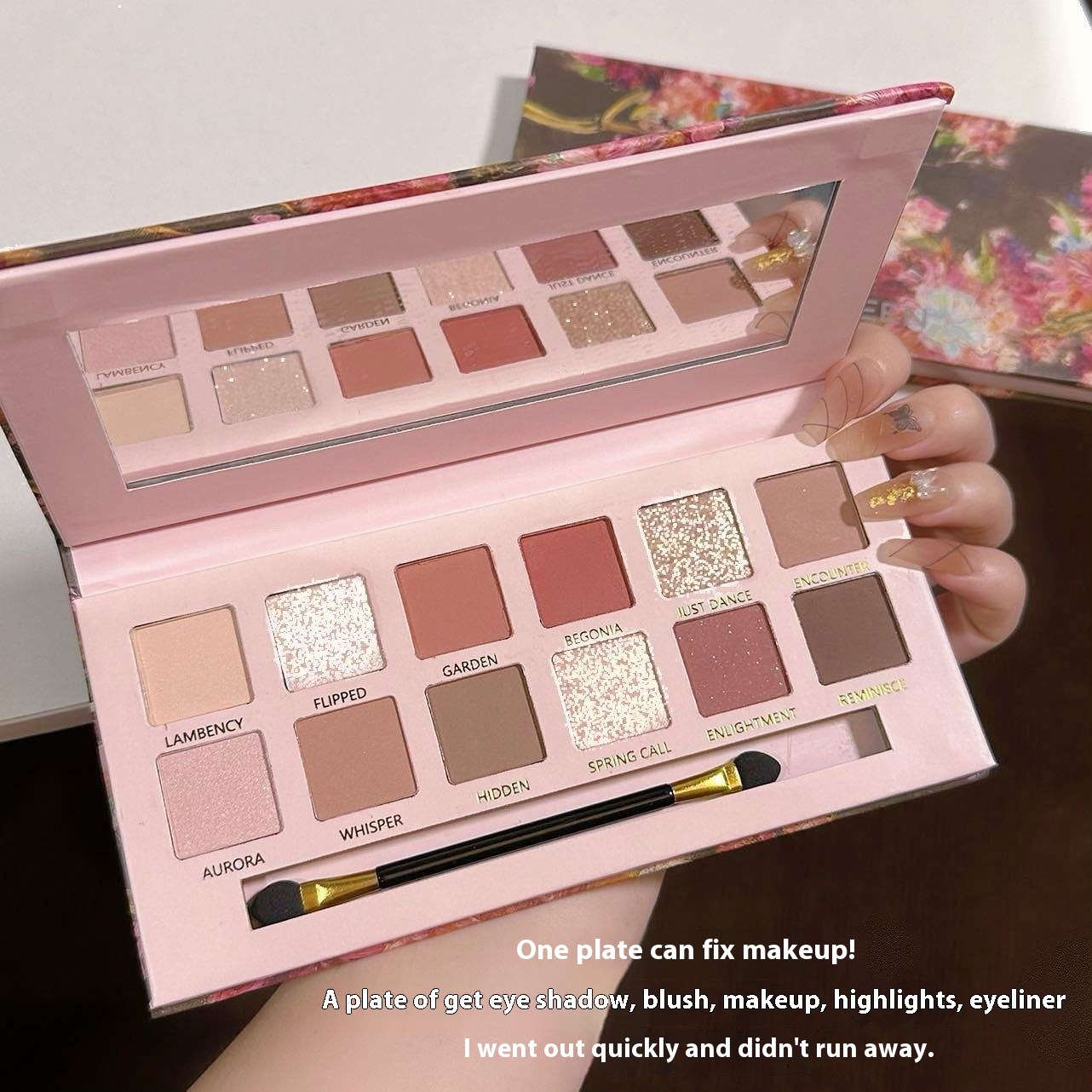 Makeup MUGE LEEN Begonia Flower Oil Painting Wind 12 Color Eyeshadow Plate Pearlescent Matte Low Saturation Pink Brown Plate Eyeshadow