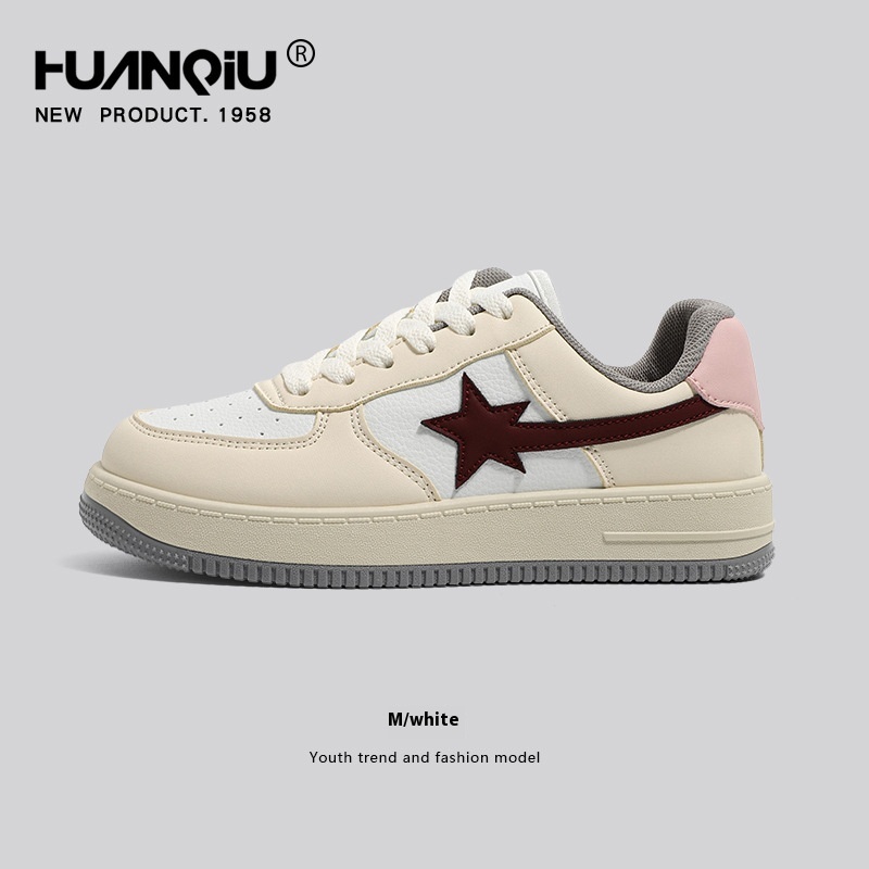Global White Shoes For Women Thick Sole Spring Fashion Niche Casual All-match Lightweight Star Sneakers