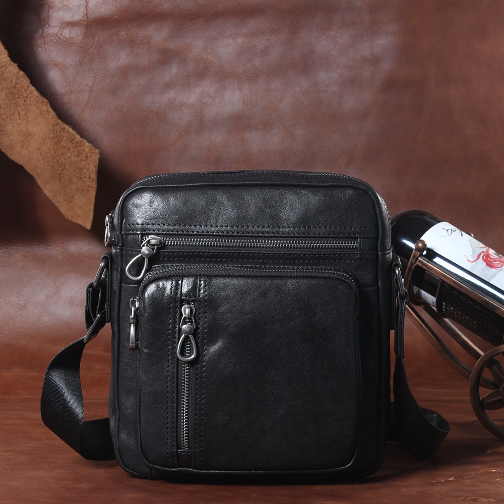 Men's Genuine Leather Shoulder Bag First Layer Cowhide Korean Version Messenger Bag Boutique Vegetable Tanned Leather Vertical Men's Backpack