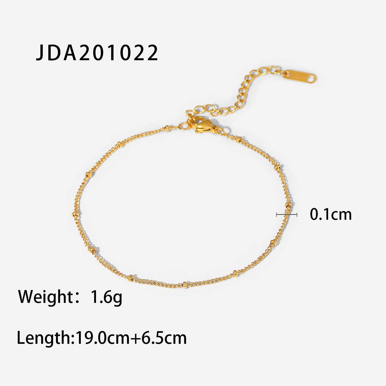 Women's Titanium Steel Anklet18 KGold Fine Classic Round Bead Chain Anklet Fashionable All-match Anklet Jewelry