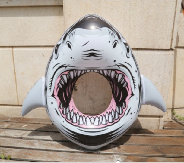 Shark Swimming Ring Thickened Pvc Giant Mouth Shark Ring Killer Whale Head Big Mount Adult Water Floating Row