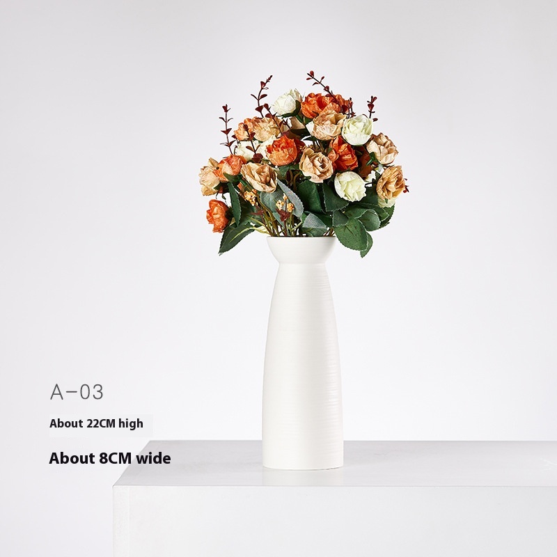 Nordic White Ceramic Dried Flower Vase Small Fresh Decorations