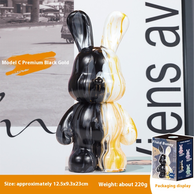 Internet Celebrity Fluid Rabbit Piggy Bank DIYOrnaments Set Graffiti Toy Children's Piggy Bank Home Decoration Ornaments