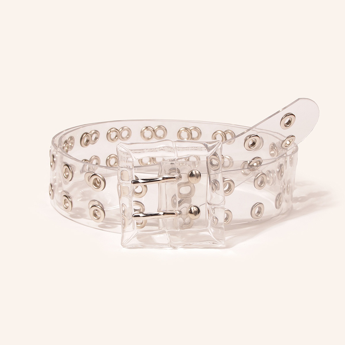 Resin Buckle Transparent Double Exhaust Eye Wide PVCFashion Ladies Belt Belt