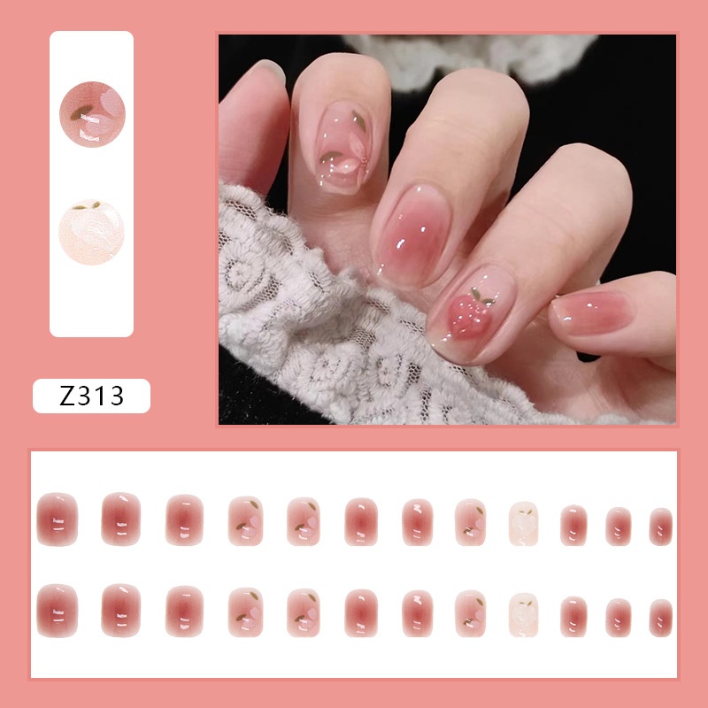 Summer Product Long Island Ice Tea Wearable Camellia Three-dimensional Light Changing Love Girl Blush Wearable Nail Stickers