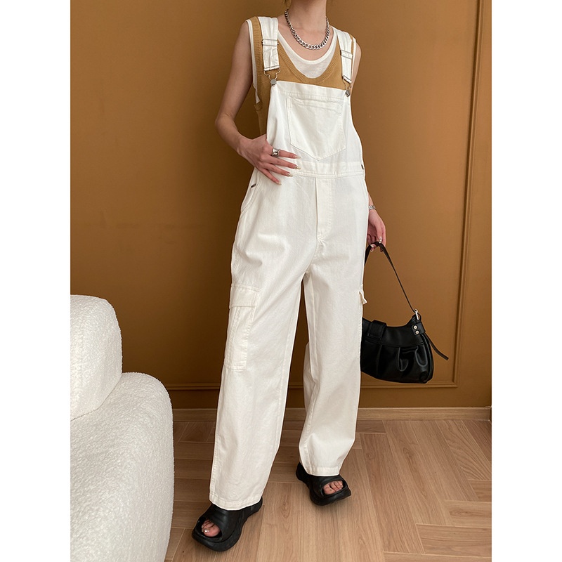 Sinan Retro Modern American Workwear Design Loose Slim Wide-leg Denim Overalls SN5314