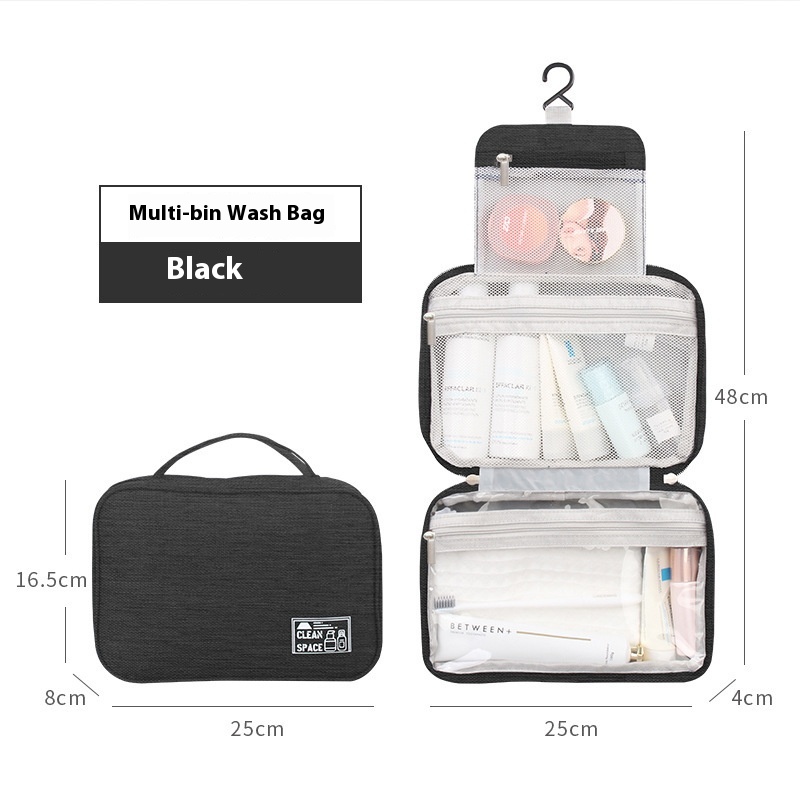 Cationic Oxford Cloth Hook Toiletry Bag Multi-compartment Hanging Storage Bag Toiletry Travel Portable Cosmetic Bag