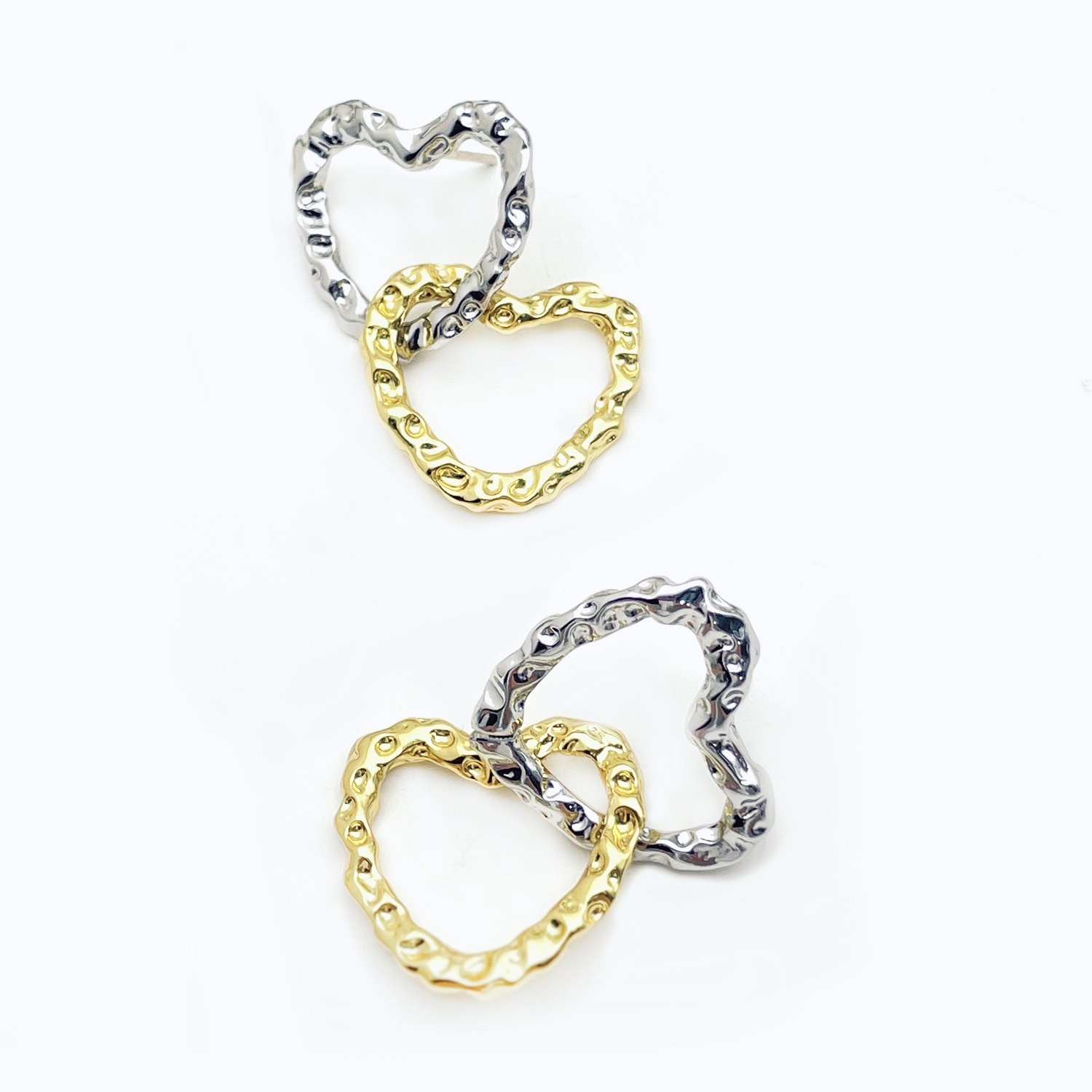 Simple Style Love Cross Earrings For Women Niche Design Sweet And Cool Temperament Heart-shaped925 Silver Needle Personality Earrings