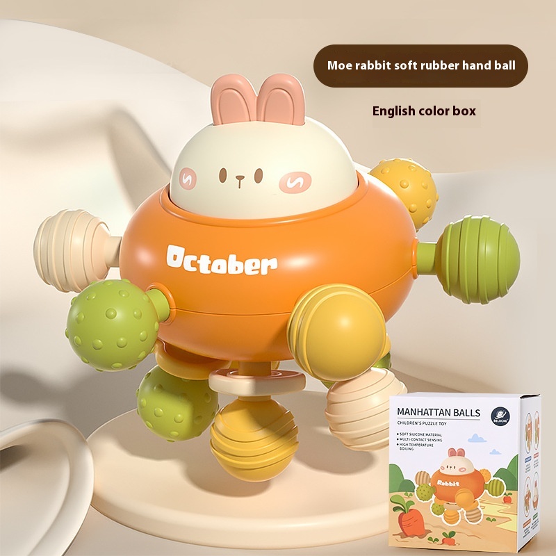 Infant Toys0-1 Years Old Educational Early Childhood Education Baby Teething Gel Rabbit Atomic Hand Grasping Ball Grasping Training Rattle