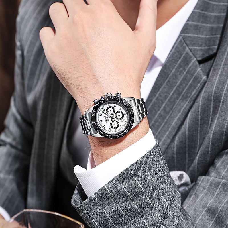 Quartz Watch-Business Stainless Steel Men's Watch With Stylish Three-Dial Design