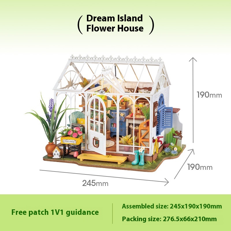 Ruotai Ruolai Mengyu Flower House DIYHandmade House Miniature Model House Mini3 DStereo Puzzle Building Block Gift