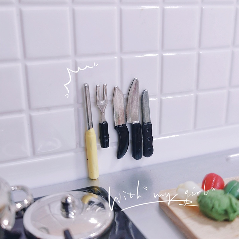 1:12 Miniature Food Play Scene Toy Model Dollhouse Accessories Kitchen Mini Kitchen Knife Set D207