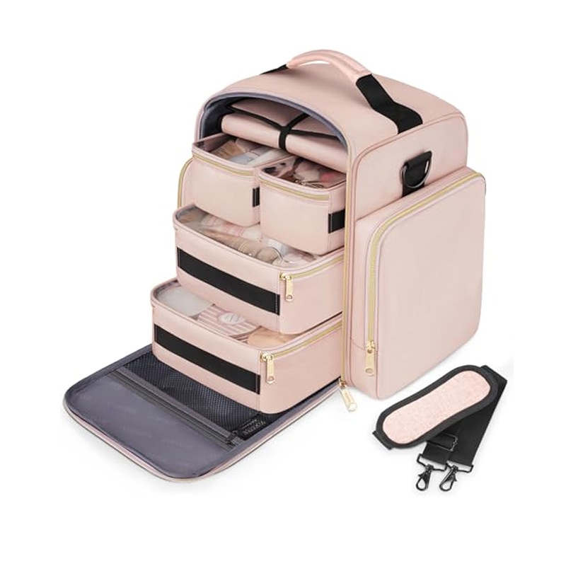 Travel Cosmetic Bag Organizer 4 Removable Boxes 1 Jewelry Organizer Roll Multiple Storage Bags Cosmetic Bag