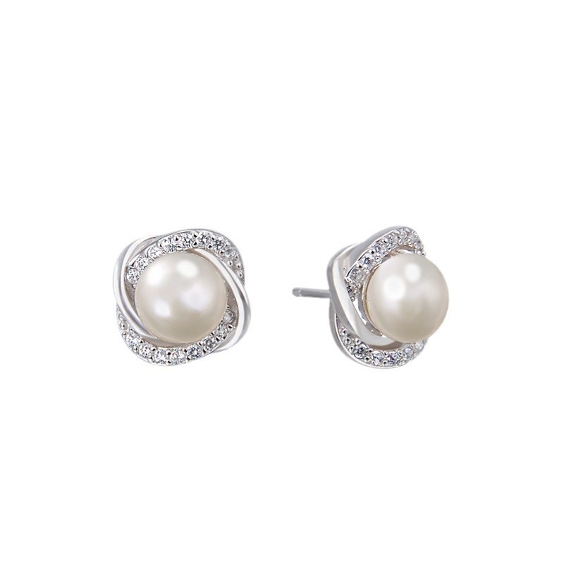S925 Sterling Silver Freshwater Pearl Earrings For Women Fashion Temperament Shell Pearl Jewelry Niche High-end Earrings