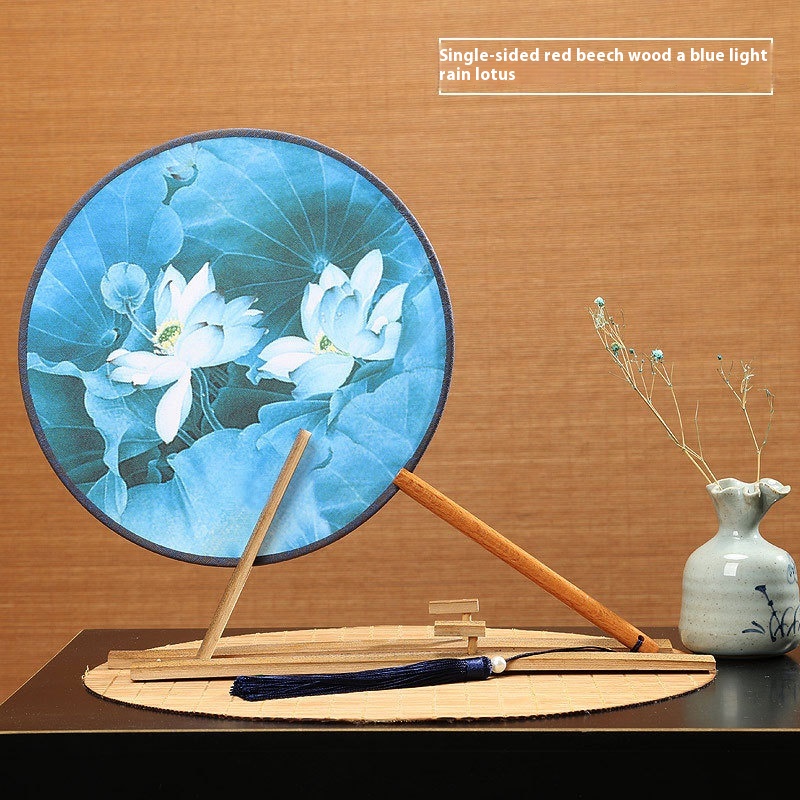 Hanfu Ancient Style Round Fan Printable Medium And Long Handle Palace Fan Chinese Style Classical Court Dance Fan