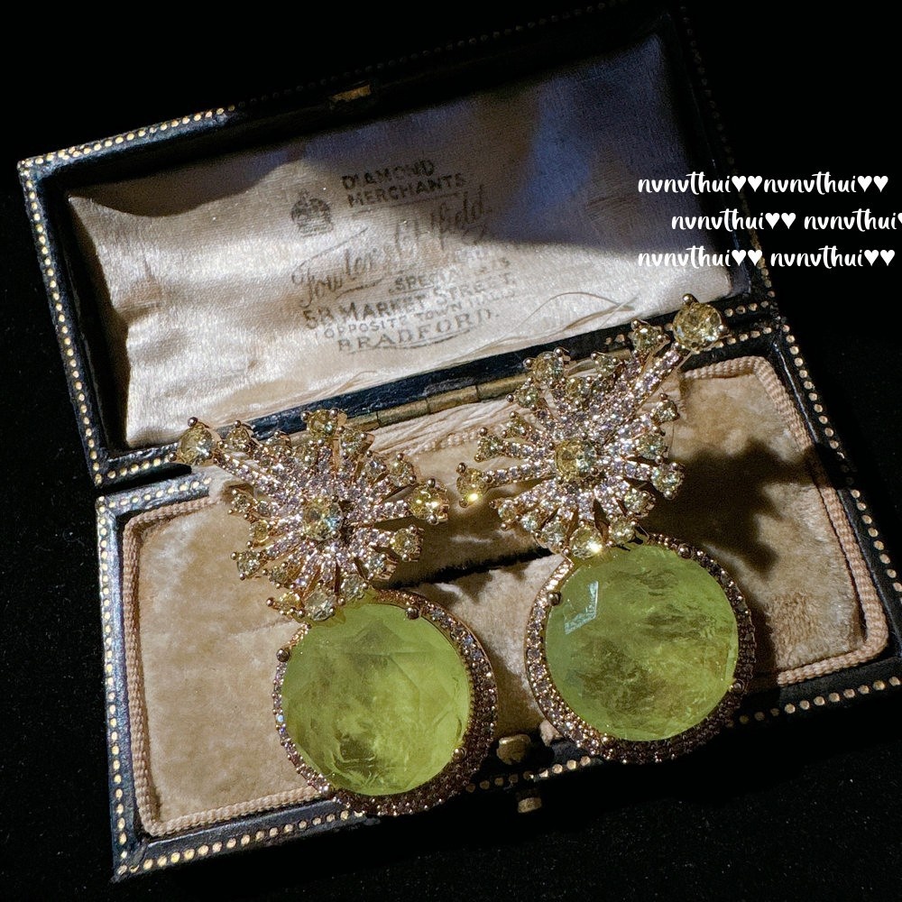 Brilliant Star Mount Palago Emerald Earrings Sotheby's Plated 18K Golden Chalcedony Love Pearl Earrings