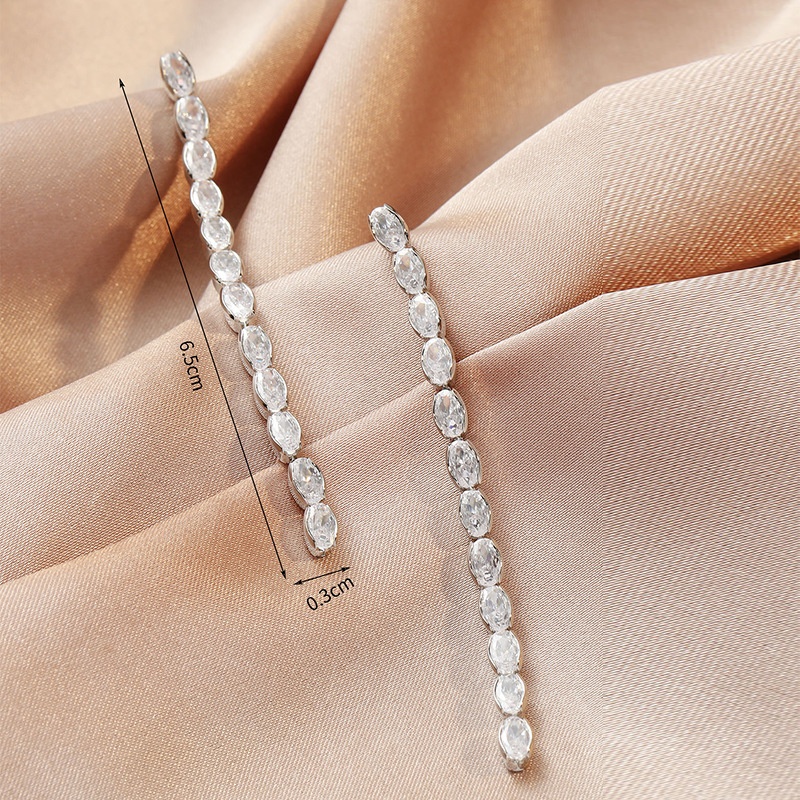 Earrings Niche Design Korean Temperament Internet Celebrity Light Luxury Rhinestone Long Autumn And Winter Earrings