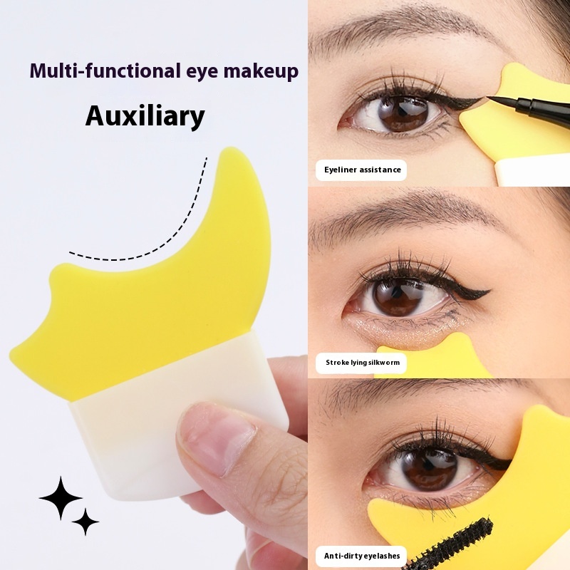 GECOMOMultifunctional Eye Makeup Assistant Brush Lower Eyelashes,Eyeliner And Eye Shadow Silicone Crescent Baffle Tool