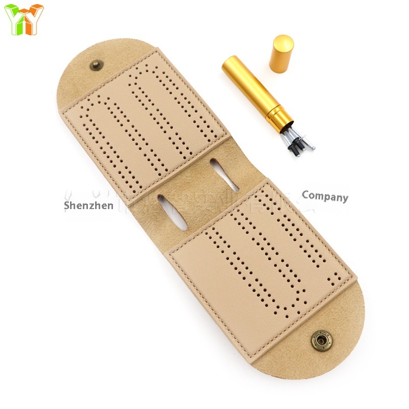 Outdoor Cribbage Card Game Scoreboard European And American Popular CRIBBAGEChessboard Storage Leather Case