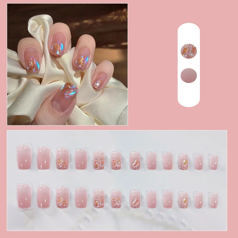 Wearable Removable Nail Art Stickers Wen Jingling The Aurora Purple Jingling Flash Diamond False Nails Finished Nails